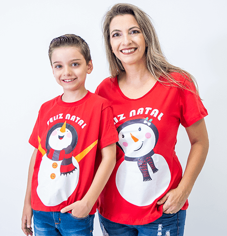 Tal Mãe, Tal Filho(a) ... Bata + Camiseta Infantil Feliz Natal